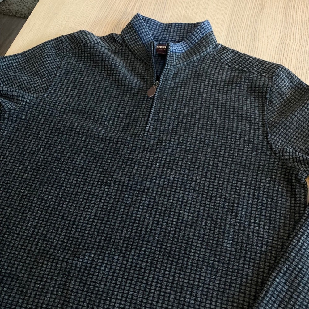 Johnston & Murphy Mens Pullover Sweater Quarter Zip Gray Knift Waffle  Size L - Picture 3 of 7